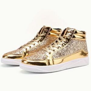 Men's Sparkly Shimmery Glittery High Top Skate Shoes Tennis Shoes Sneakers New
